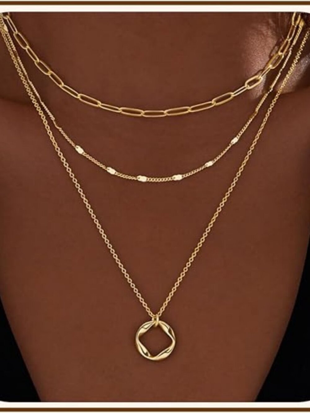 Poxtex Layered 14K Gold Plated Heart Cross Bow Pendant Choker Necklace Set